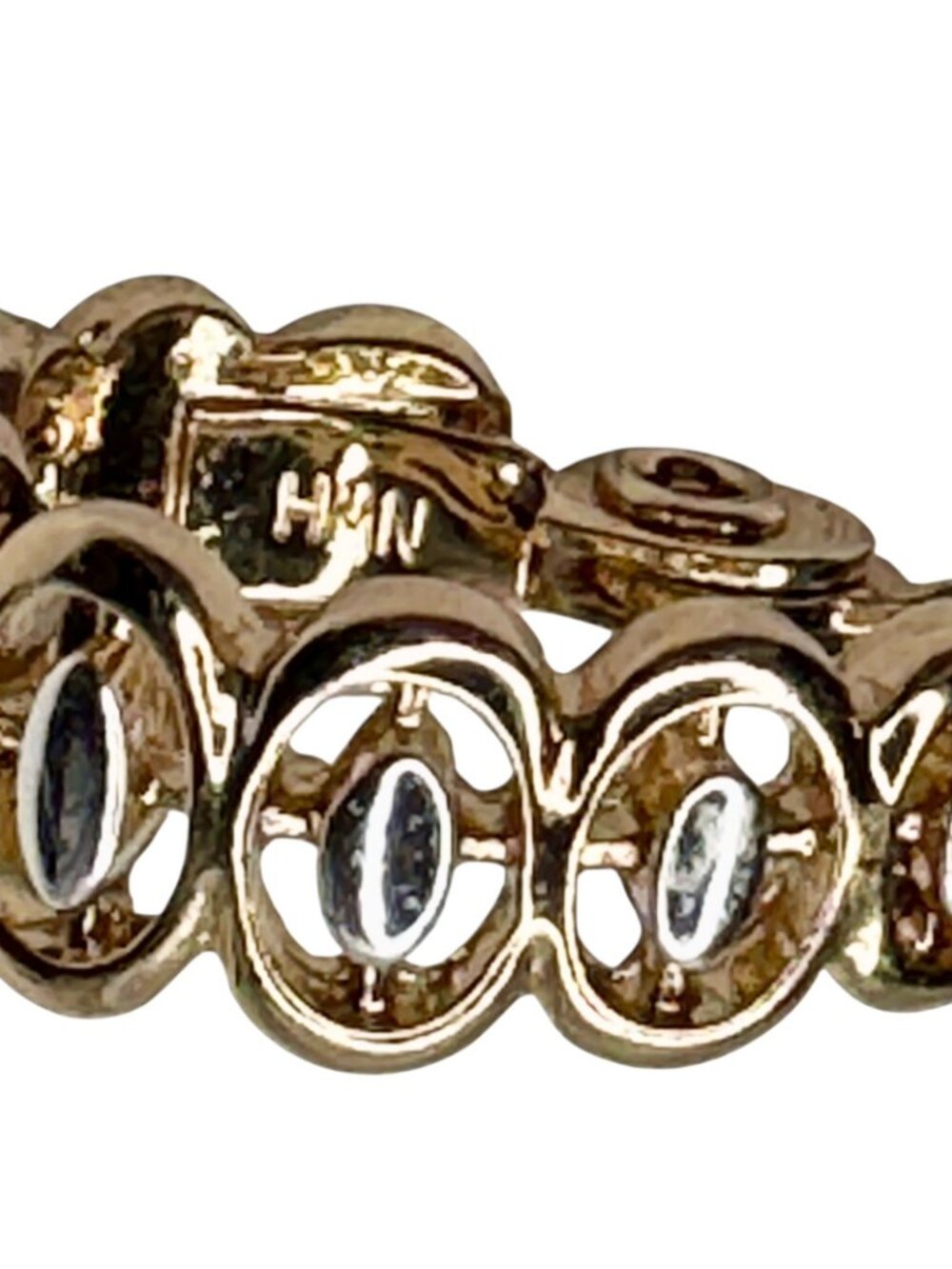 Napier Earrings Open Oval Pattern Design Hoop Gold Silver Toned Clip Vintage HMN - Picture 12 of 14